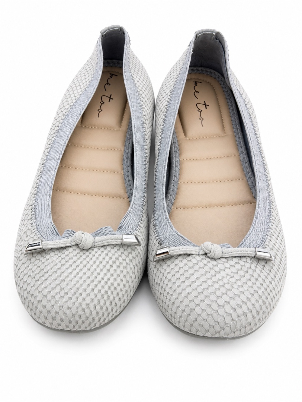 Me Too Gray Textured Print Ballet Flats Leather Women’s Size 9
